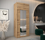 Šatní skříň Abi T1 s nástavcem Barva korpusu: Bílá, Rozměry: 250 cm, Dveře: Dub artisan