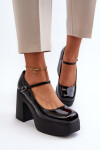 Dámské lakované polobotky na platformě a sloupku Big Star NN274004 černé 37