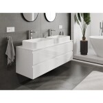 MEXEN/S - Orio koupelnová skříňka pod umyvadlo 140 cm s deskou, 2 zásuvky, bílá lesk 91A10-14047-2-BFFC00
