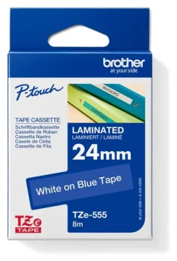 Brother TZE-555 modrá/bílá / Páska do tiskárny štítků / 24 mm / 8 m / laminovaná (TZE555)