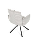 Židle jídelní, krémová manšestrová látka, 360° vratný mechanismus, černý kov