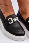 Dámské kožené mokasíny na platformě černé S.Barski LR720 40