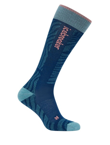 Dámské merino lyžařské ponožky ICEBREAKER Wmns Ski+ Light OTC Mountain Contour, Atlantis/Hydro/Acid Pink velikost: 35-37 (S)