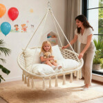 Závěsné křeslo, čapí hnízdo pro 2 osoby - 320 kg svetlá sivá