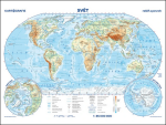 Svět - reliéf a povrch / státy a území - příruční mapa 1:85 000 000, 6. vydání