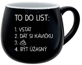 TO DO LIST: BÝT ÚŽASNÝ - černý keramický hrníček 300 ml