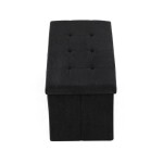 Taburet s úložným prostorem, černá manšestrová látka