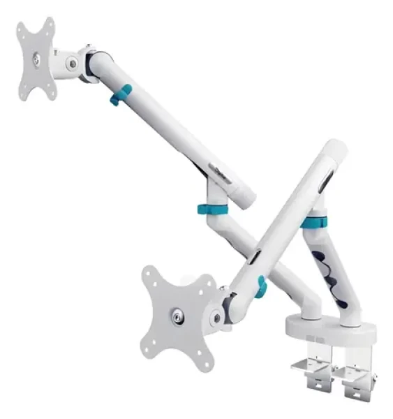 Digitus bílý / Držák pro dva monitory / mechanická pružina / VESA 75x75, 100x100 / do 35" / nosnost 10 kg (DA-90472)