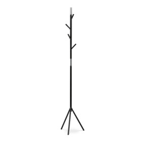 Věšák stojanový, výška 179 cm, kovová konstrukce, černý matný lak, nosnost 6 kg