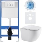 CERANO - Kompletní WC set Profi/Cesso - bílá matná - WC tlačítko Duo/Bílá - předstěnová instalace - 49x36 CER-8050BD84215