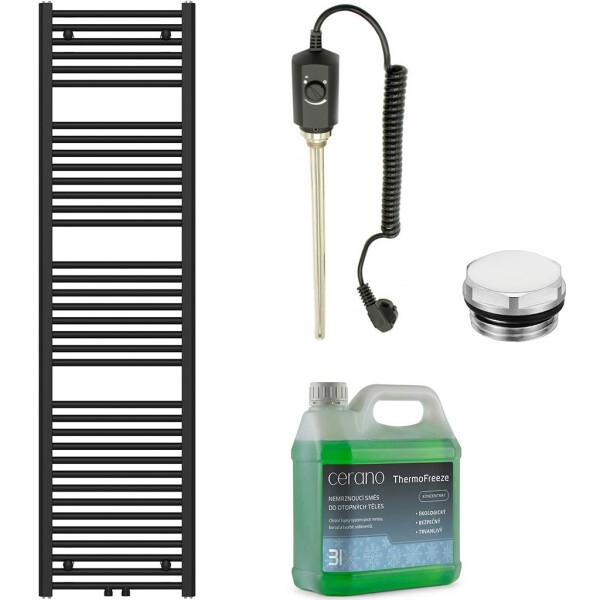 CERANO Koupelnový elektrický radiátorový set Benito - 600W - černá matná - 1700x450 mm