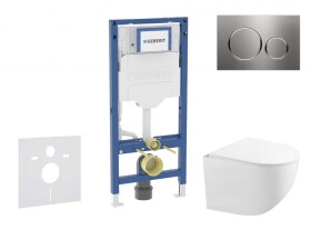 GEBERIT - Duofix Set předstěnové instalace, kompaktního klozetu Gaia a sedátka softclose, tlačítko Sigma20, nerez SANI11CA6104B