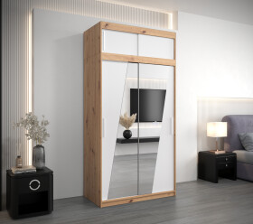 Šatní skříň Abi R0 s nástavcem Barva korpusu: Dub artisan, Rozměry: 120 cm, Dveře: Bílá
