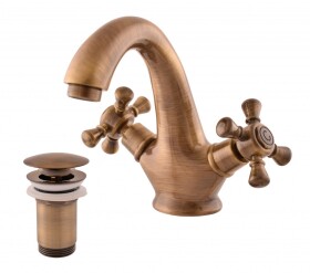 RAV Slezák - MORAVA RETRO - Umyvadlová baterie s výpustí, Stará mosaz (Bronz), 1/2" MK329.5SM