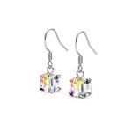 Royal Fashion stříbrné čtvertcové náušnice pozlacené 18k bílým zlatem Swarovski®