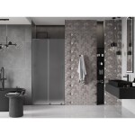 MEXEN/S - Velar L posuvné sprchové dveře 100, dekor, grafit kartáčovaná 871-100-003-31-66