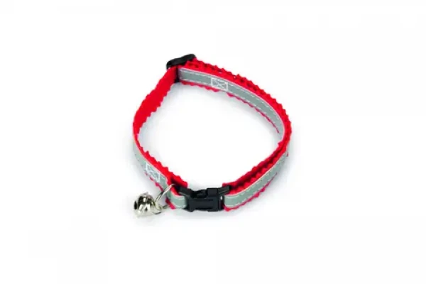 Beeztees Obojek pro kočky reflexní šedo-červená 19.5-32.5 cm x 1 cm (KF-730149)