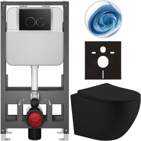 CERANO - Kompletní WC set Basic/Cesso - černá matná - WC tlačítko Dualo/Černá - volně stojící - předstěnová instalace - 49x36 CER-8050BD86202