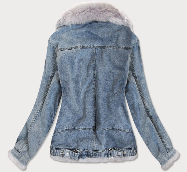 Světle modrá kožešinová džínová bunda (10538) odstíny modré L (40)