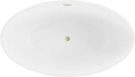 MEXEN/S - Nike volně stojící vana 175 x 100, bílá/černá, sifon a přepad zlatá kartáčovaná 54071751075-55
