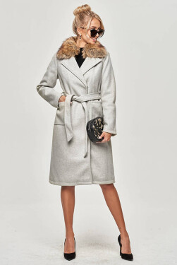 Světle šedý dámský kabát šedá model 15822778 Ann Gissy
