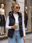 Dámská prošívaná vesta s kapucí, černá, FashionStreet TY5973 XXL