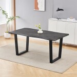 Stůl jídelní, 160x90x75 cm, MDF deska, dekor šedý dub, kovová nohy ve tvaru U, černý matný lak