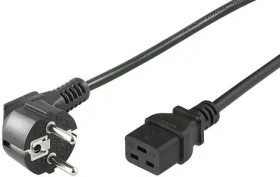 MicroConnect Síťový napájecí kabel Schuko 90° úhel - C19 2m černá (PE0771902)