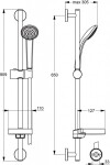 IDEAL STANDARD - Idealrain Set sprchové hlavice 80, 1 proud, tyče a hadice, chrom B9502AA