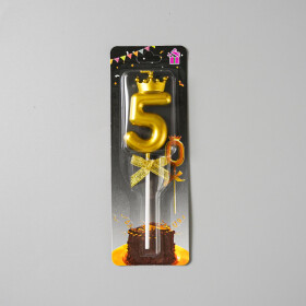 Dortová svíčka s "korunkou" zlatá č.5