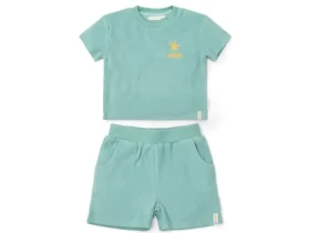 Little Dutch Tričko a kraťasy Seashells/Stripes Surf Blue vel. 74/80 (CL25034406LD)