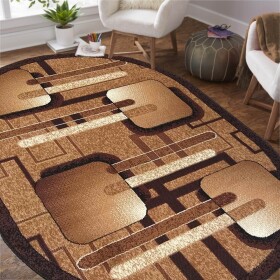 DumDekorace DumDekorace Oválný koberec v hnědé barvě s geometrickými vzory