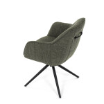 Židle jídelní a konferenční, zelená látka, černé kovové nohy, otočný mechanismus