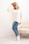 Dámský svetr Plus Size z akrylu s volným střihem a rukávem 3/4 ecru UNI