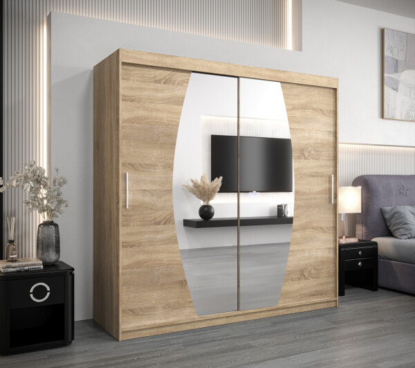 Šatní skříň Abi E0 Barva korpusu: Dub Sonoma, Rozměry: 200 cm, Dveře: Dub sonoma