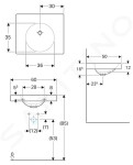 GEBERIT - Preciosa II Umyvadlo 600x500x165 mm, bez přepadu, bez otvoru pro baterii, bílá 123261000