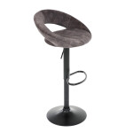 Židle barová, hnědá sametová látka, černá podnož