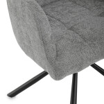 Židle jídelní, šedá látka, černý kov, otočný vratný mechanismus 90°/90° (L/P) - funkce reset