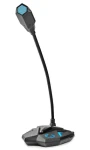 Nedis stolní herní mikrofon černo-modrý / Mikrofon / USB / 3,5mm jack / Ohebné rameno / Tlačítko ztlumení (GMICGU100BK)