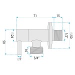 REA - Rohový ventil 1/2" x 3/4" Chrome REA-12000
