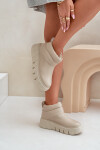 Zazoo 60470 Kožené boty zateplené vlnou na platformě světle béžové 40