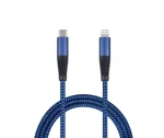 2GO 797196 modrá / Datový a nabíjecí kabel / Lightning - USB-C / 1 m / nylon (797196)