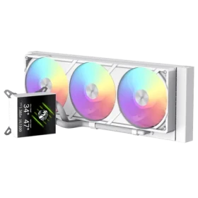 Gamemax Glacier 360 LCD bílá / AIO vodní chladič CPU / 360mm / 3x 120mm / LCD displej (GLACIER 360 LCD WH)