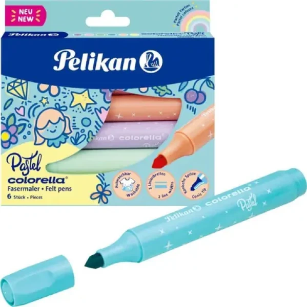 PELIKAN Fixy Colorella Pastel / 6 barev / kulatý hrot 1-3 mm / vymyvatelné (818063)