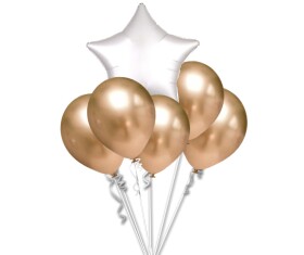 Balónky chromové zlaté a bílá hvězda set balonky.cz Balónky chromové zlaté a bílá hvězda set balonky.cz