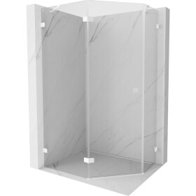 MEXEN/S - Lunar sprchový kout pětiboký křídlový levá 80 x 90 cm, transparent, bílá - 831-080L-090P-01-20-L 831-080L-090P-20-00-L