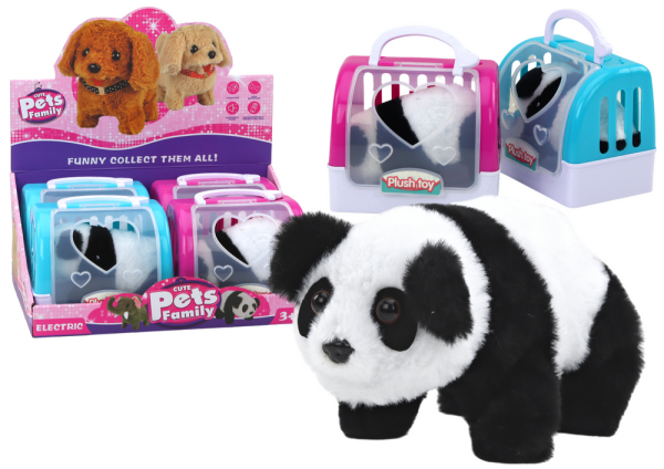 Mamido Interaktivní plyšová panda v přepravce růžová modrá