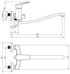 DEANTE - Boro chrom - Umyvadlová baterie nástěnná, s prodlouženým výtokem - připojení hadice BMO_056M