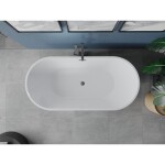 MEXEN/S - Luna vana volně stojící 160 x 75, bílá, sifon a přepad grafit kartáčovaná 52031607500-66