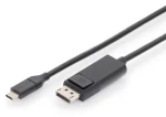 Digitus USB-C - DisplayPort černý / Kabel adaptérový / 2.0 m / 4K/60Hz / pozlacené konektory (AK-300333-020-S)